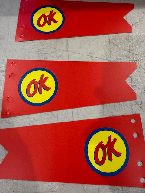 OK CHEVROLET FLAG IN RED VINYL FLAG
