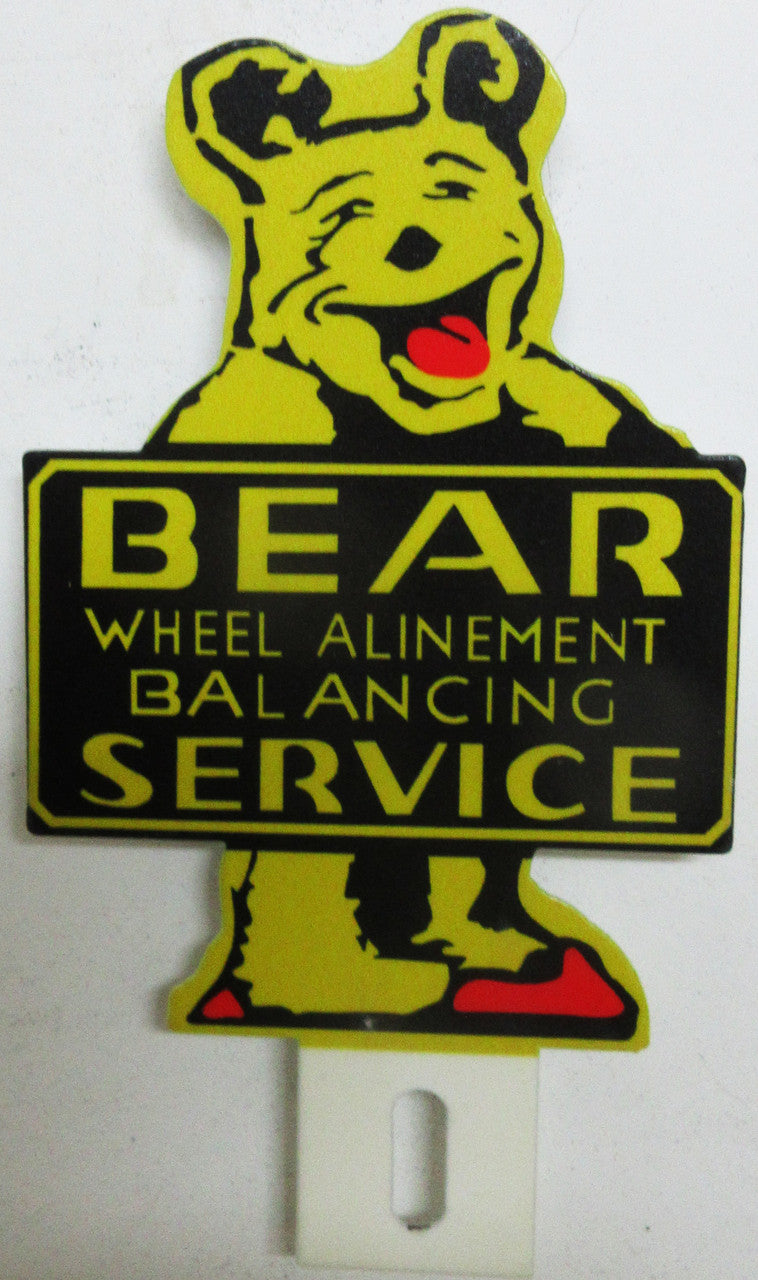 Bear Service Metal License Plate Topper