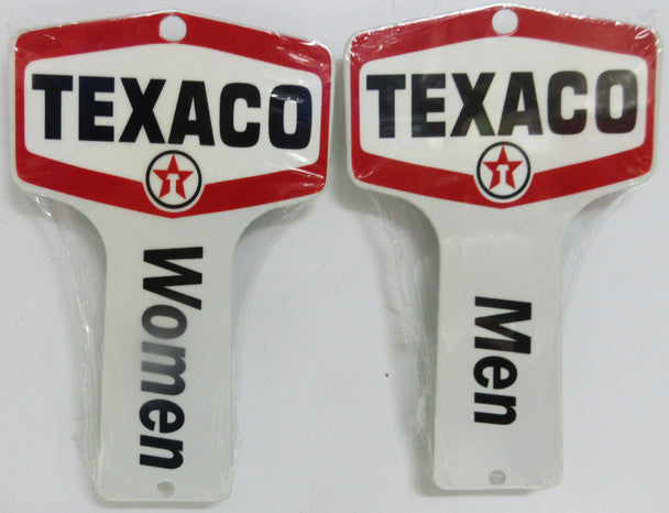TEXACO RESTROOM KEY HOLDERS SIGN 1 PAIR METAL