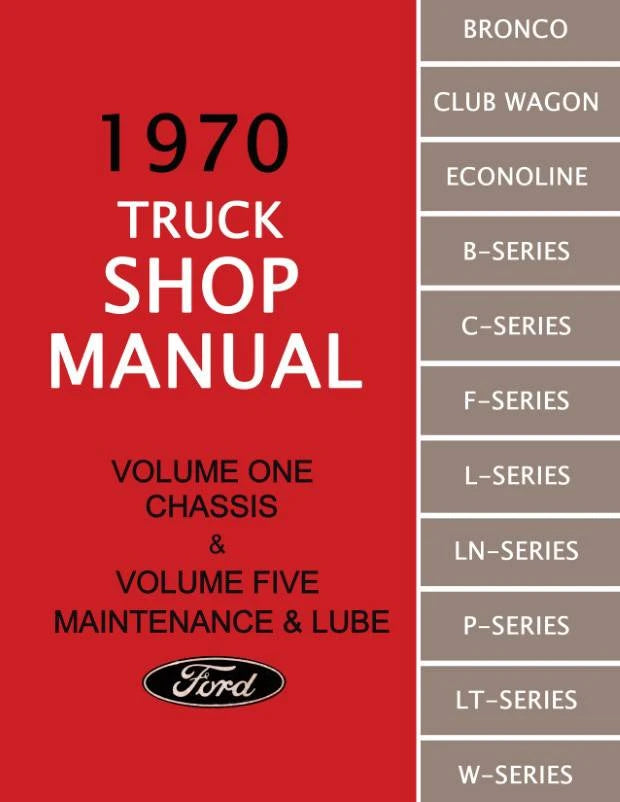 1970 Ford Truck Shop Manual 2 Book Set; Volume 1 & 5 and Volume 2, 3 & 4