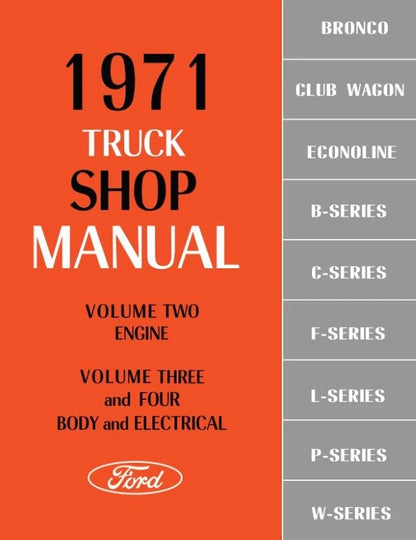 1971 Ford Truck Shop Manual, Bronco, Club Wagon, Econoline 2 Volumes