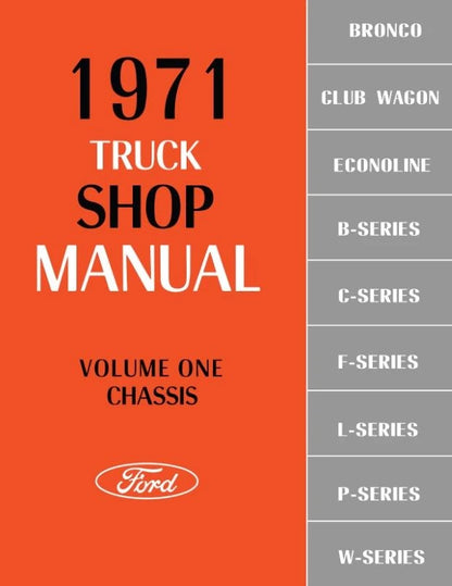 1971 Ford Truck Shop Manual, Bronco, Club Wagon, Econoline 2 Volumes