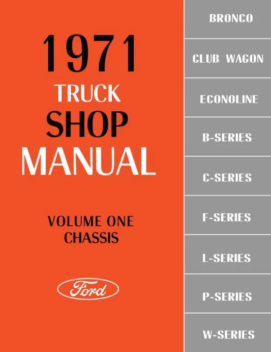1971 Ford Truck Shop Manual, Bronco, Club Wagon, Econoline 2 Volumes