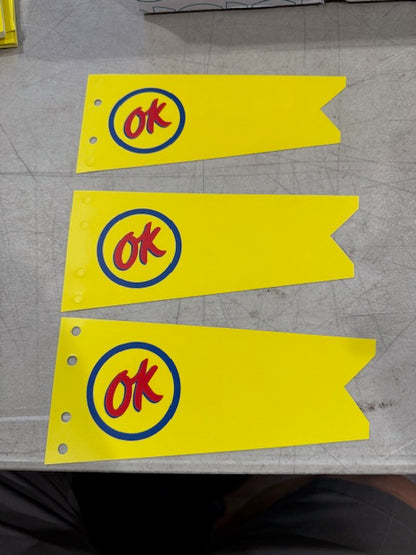OK CHEVROLET FLAG IN YELLOW   VINYL FLAG