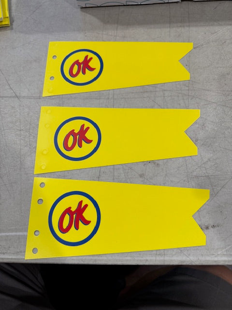 OK CHEVROLET FLAG IN YELLOW   VINYL FLAG