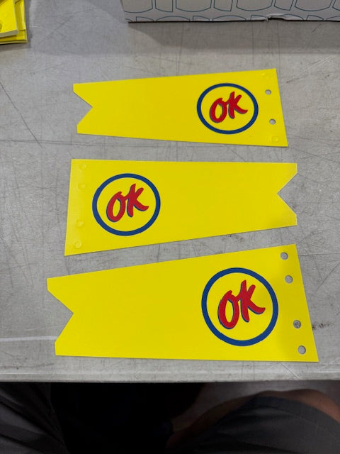 OK CHEVROLET FLAG IN YELLOW   VINYL FLAG
