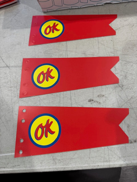 OK CHEVROLET FLAG IN RED  VINYL FLAG